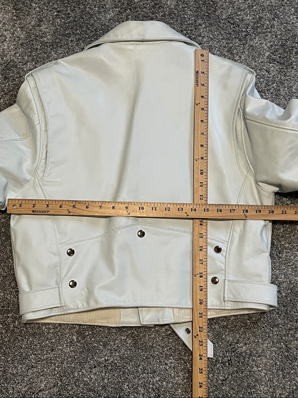 Calvin Klein Leather Moto Jacket Women’s Size Large White Motorcycle - Picture 3 of 10